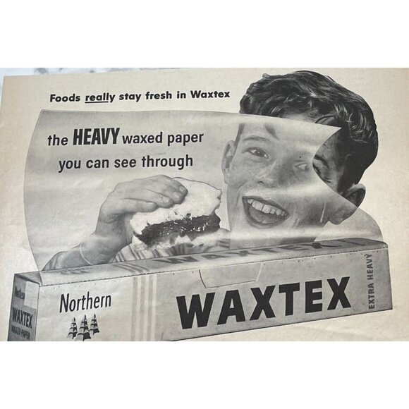 Northern Waxtex Vintage Print Ad 1950s Heavy Wax Paper Kitchen Wall Art Decor - Picture 4 of 7